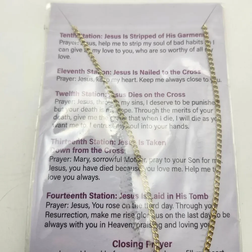 St Jude Shrine Our Lenten Journey Jesus Christ Cross Necklace Prayer Card Sealed